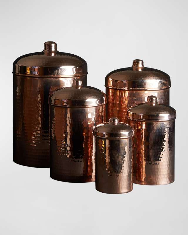 Complete Hammered Copper Canister Set, 5-Piece